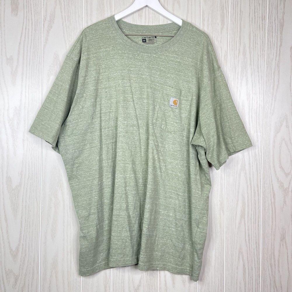 Carhartt Shirt Mens 2XL Loose Fit Green Short Sleeve Pocket Tee Work Wear